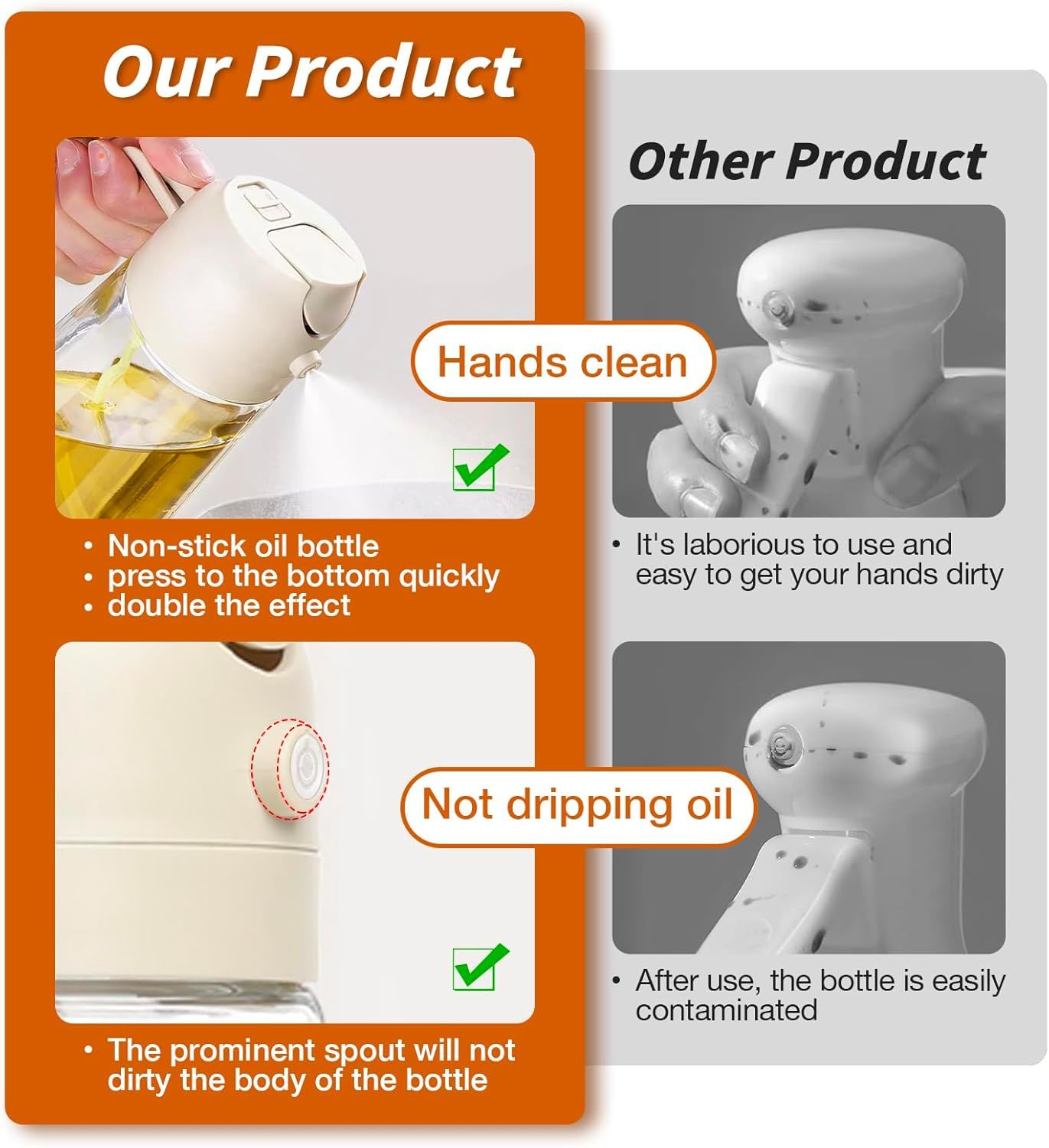 2 In 1 Oil Dispenser And Oil Sprayer,500ml 2 in 1 Glass Oil Sprayer and Dispenser Bottle, Premium Nozzle, Multi Color (2 IN 1 OIL DISPENSER AND SPRAYER)