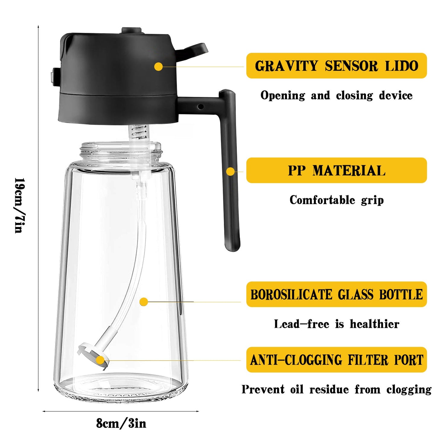2 In 1 Oil Dispenser And Oil Sprayer,500ml 2 in 1 Glass Oil Sprayer and Dispenser Bottle, Premium Nozzle, Multi Color (2 IN 1 OIL DISPENSER AND SPRAYER)
