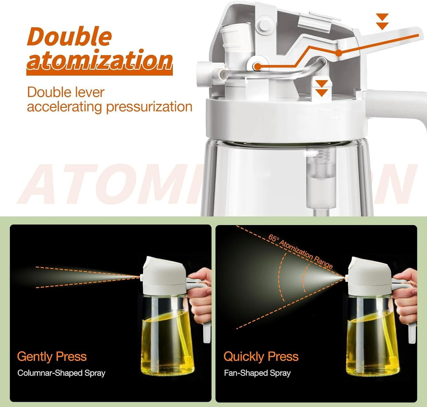 2 In 1 Oil Dispenser And Oil Sprayer,500ml 2 in 1 Glass Oil Sprayer and Dispenser Bottle, Premium Nozzle, Multi Color (2 IN 1 OIL DISPENSER AND SPRAYER)