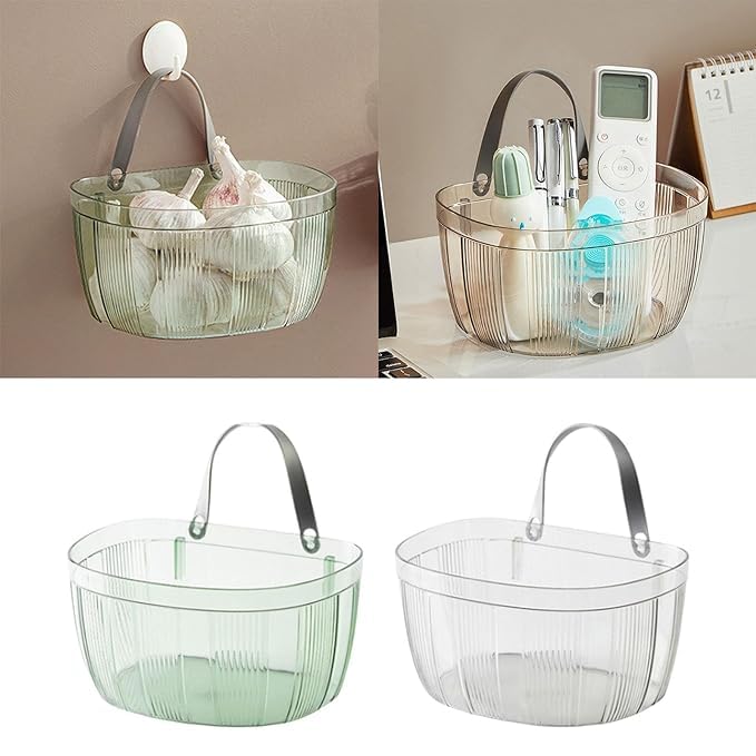 Storage Organizer Basket Multifunctional with Handle Household Storage Organizer Basket for Cabinets Bathroom Bedrooms Kitchen Countertops, Gray