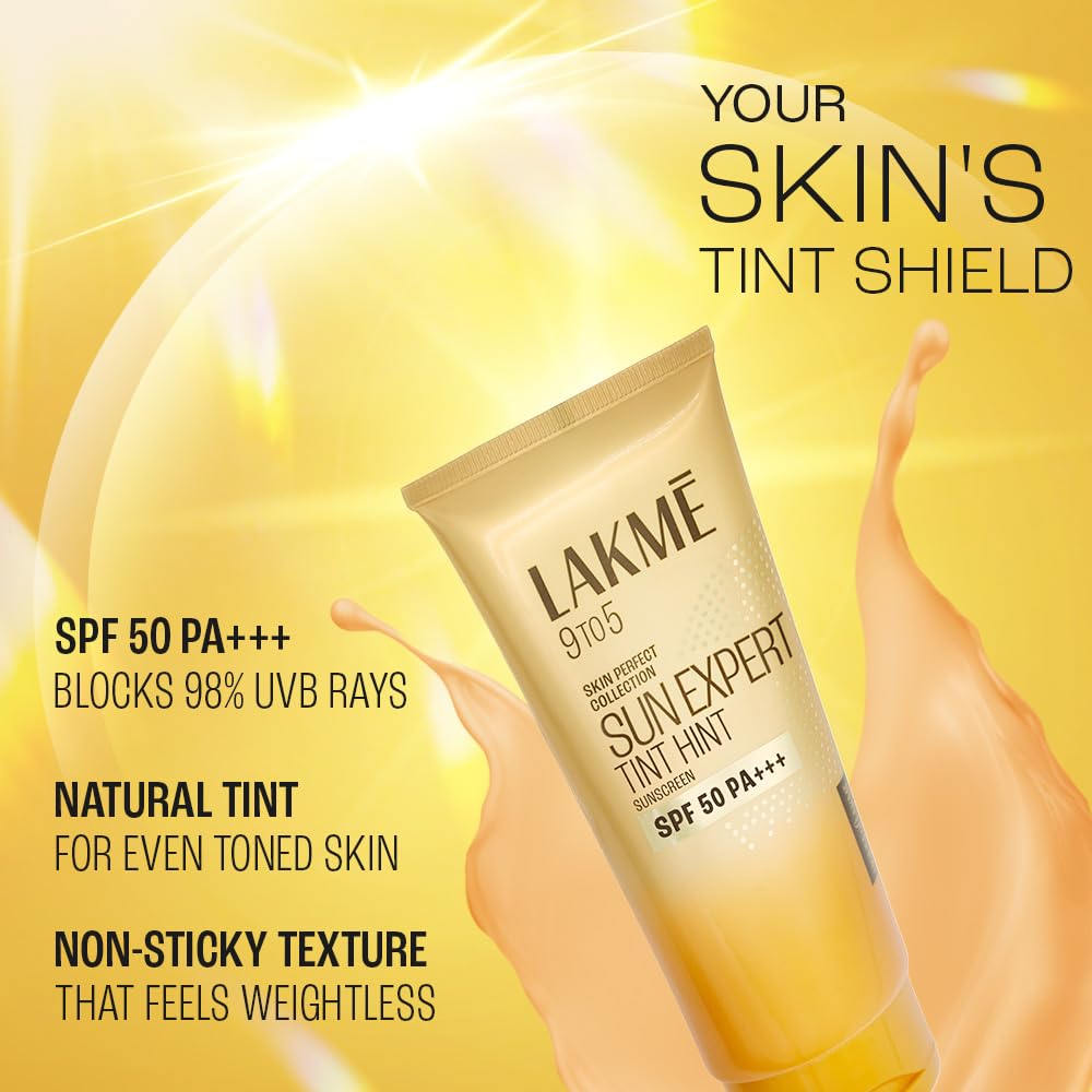 Lakme Sun Expert Tinted Sunscreen 50 SPF PA+++, Natural Tone, With Cucumber, Lightweight, Ultra Matte Finish, Blocks Upto 97% Harmful Sunrays, 100 ml