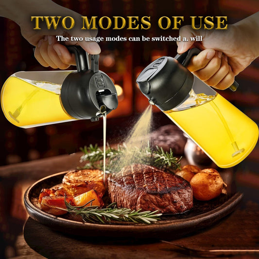 2 In 1 Oil Dispenser And Oil Sprayer,500ml 2 in 1 Glass Oil Sprayer and Dispenser Bottle, Premium Nozzle, Multi Color (2 IN 1 OIL DISPENSER AND SPRAYER)